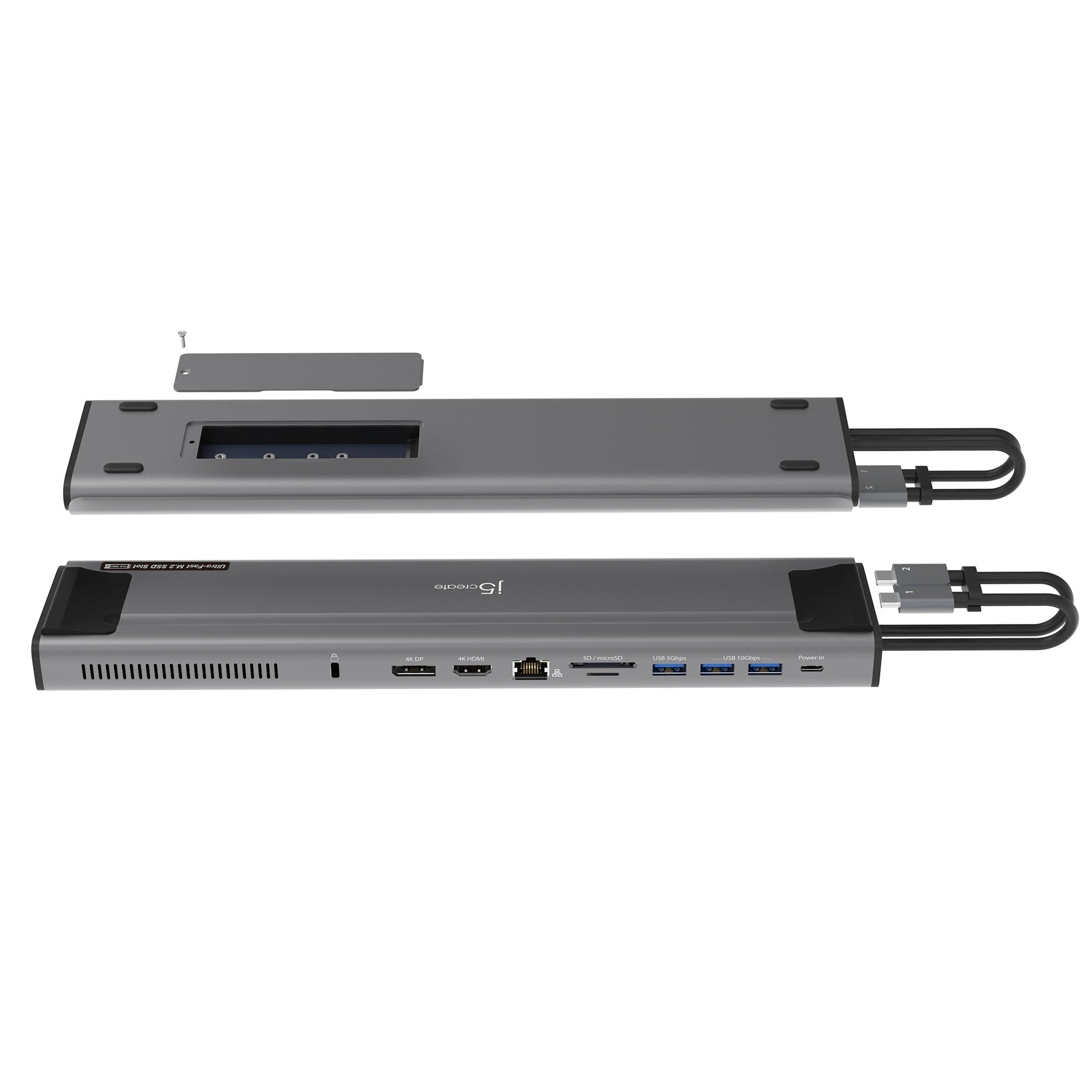 
j5create USB-C® Dual 4K Display Docking Station with an M.2 SSD Slot (JCD551)