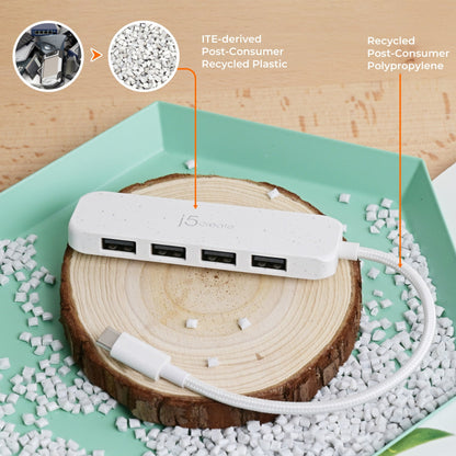 j5create Eco-Friendly USB-C® to 4-Port Type-A Gen 2 Hub (JCH341EW)