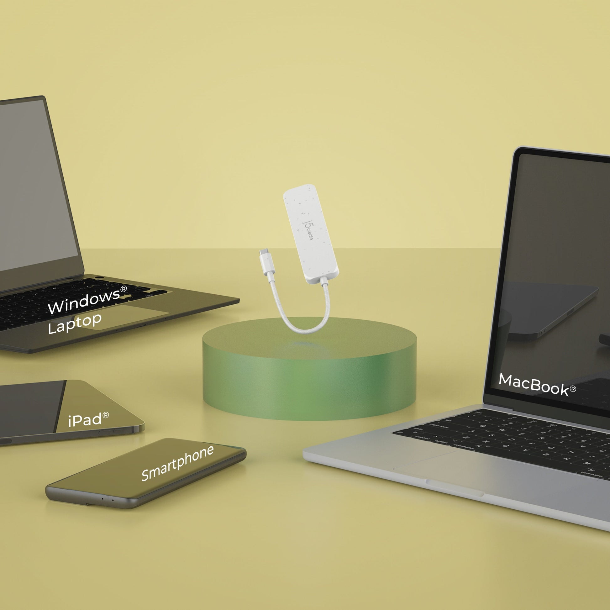 
j5create Eco-Friendly USB-C® to 4-Port Type-A Gen 2 Hub (JCH341EW)