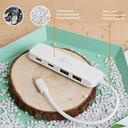 j5create Eco-Friendly USB-C® to 4-Port Type-C & Type-A Gen 2 Hub (JCH342EW)