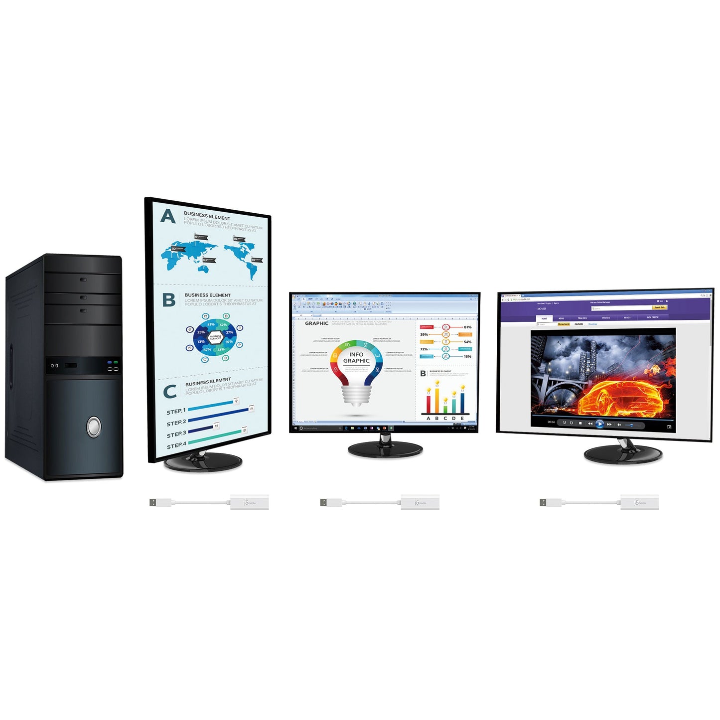 
j5create USB™ to HDMI™ Multi-Monitor Adapter (JUA254)