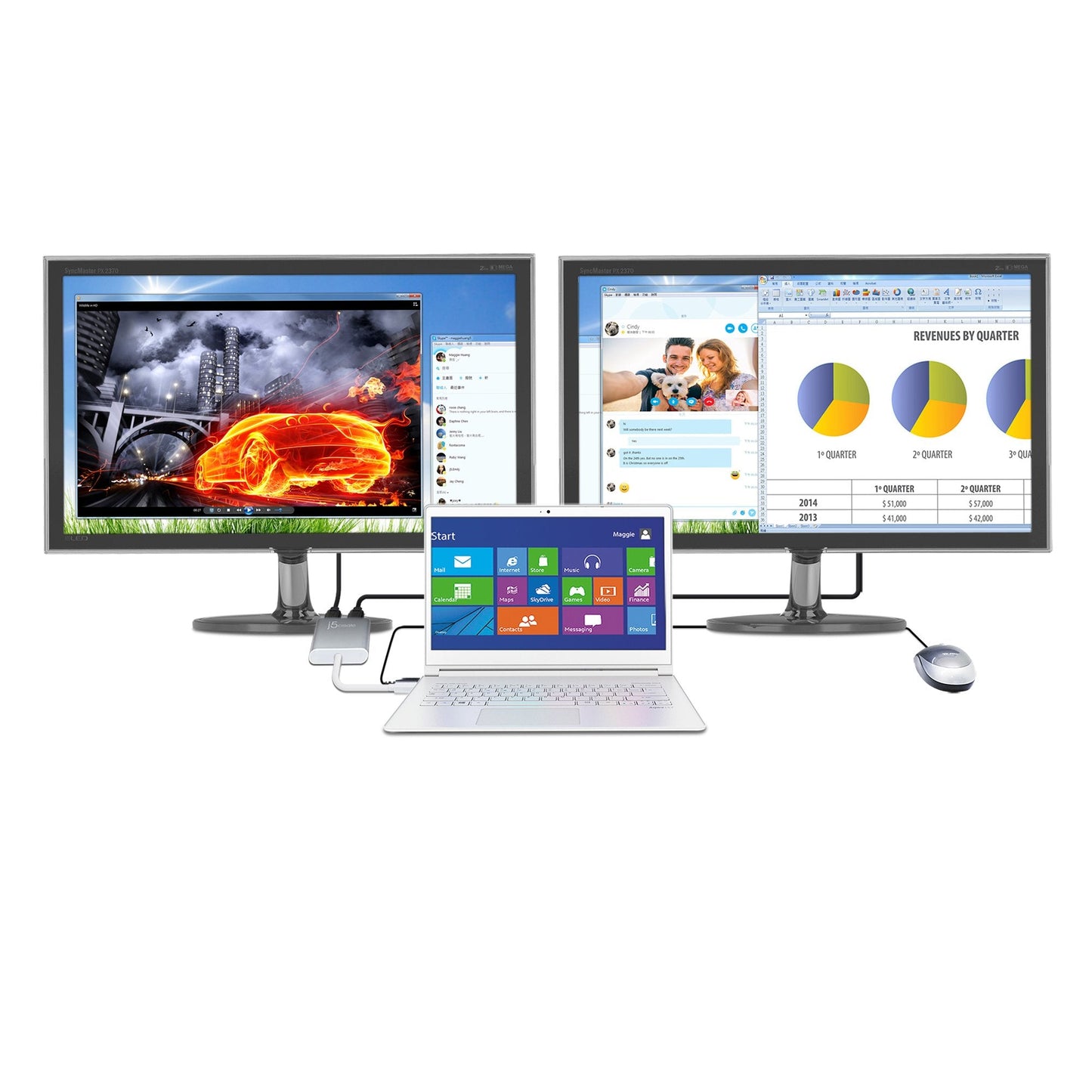 
j5create USB™ 3.0 to Dual HDMI™ Multi-Monitor Adapter (JUA365)