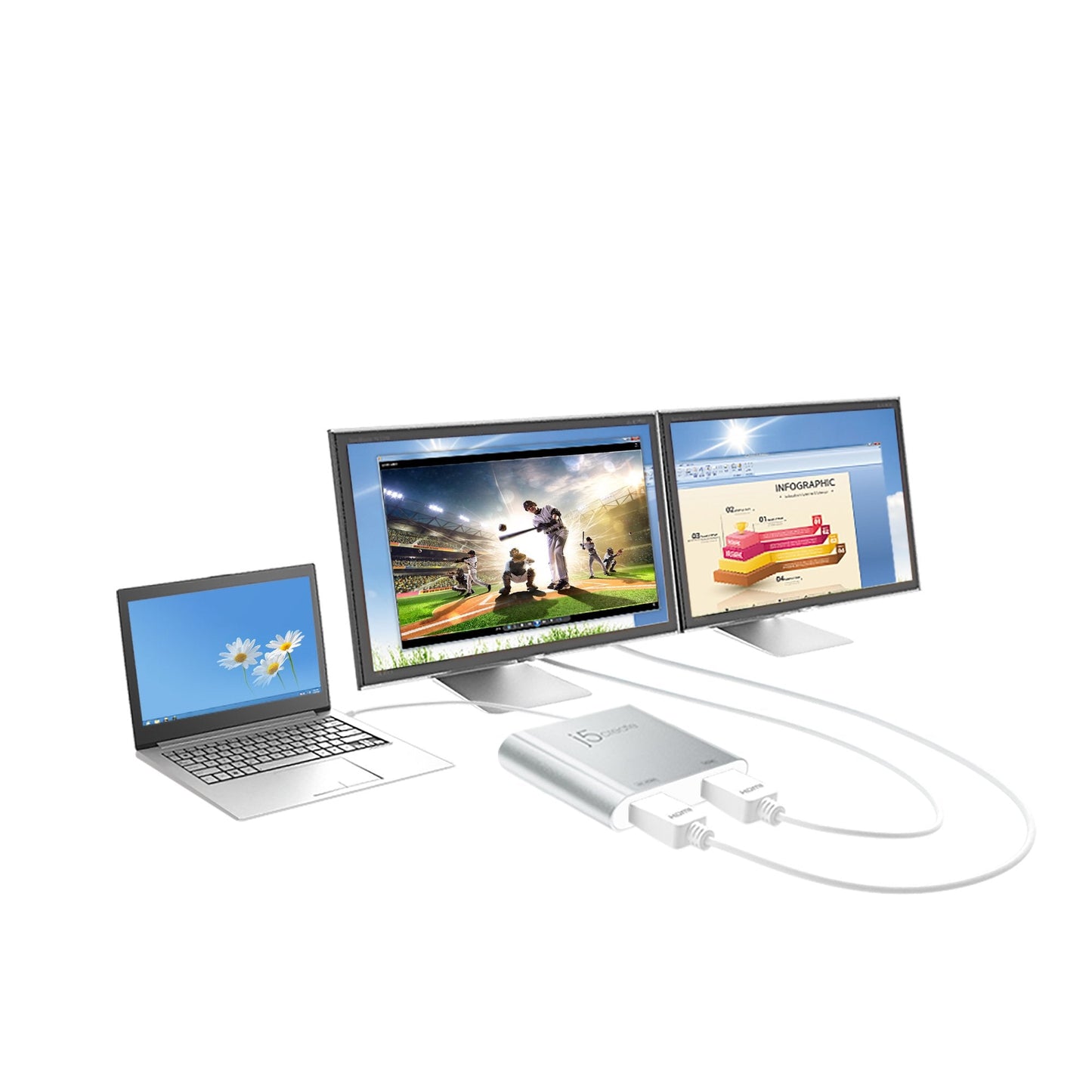 
j5create USB™ 3.0 to Dual HDMI™ Multi-Monitor Adapter (JUA365)