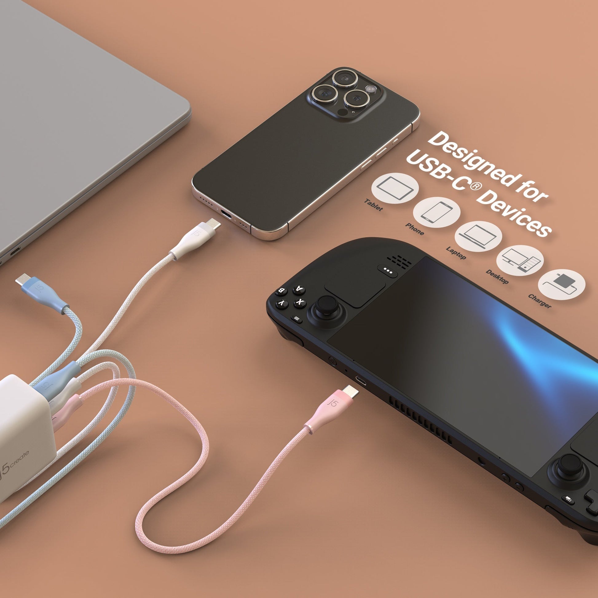 
j5create USB-C® 60W Ultra Soft Double-Braided Fast Charging Cable (UCX18L18W)