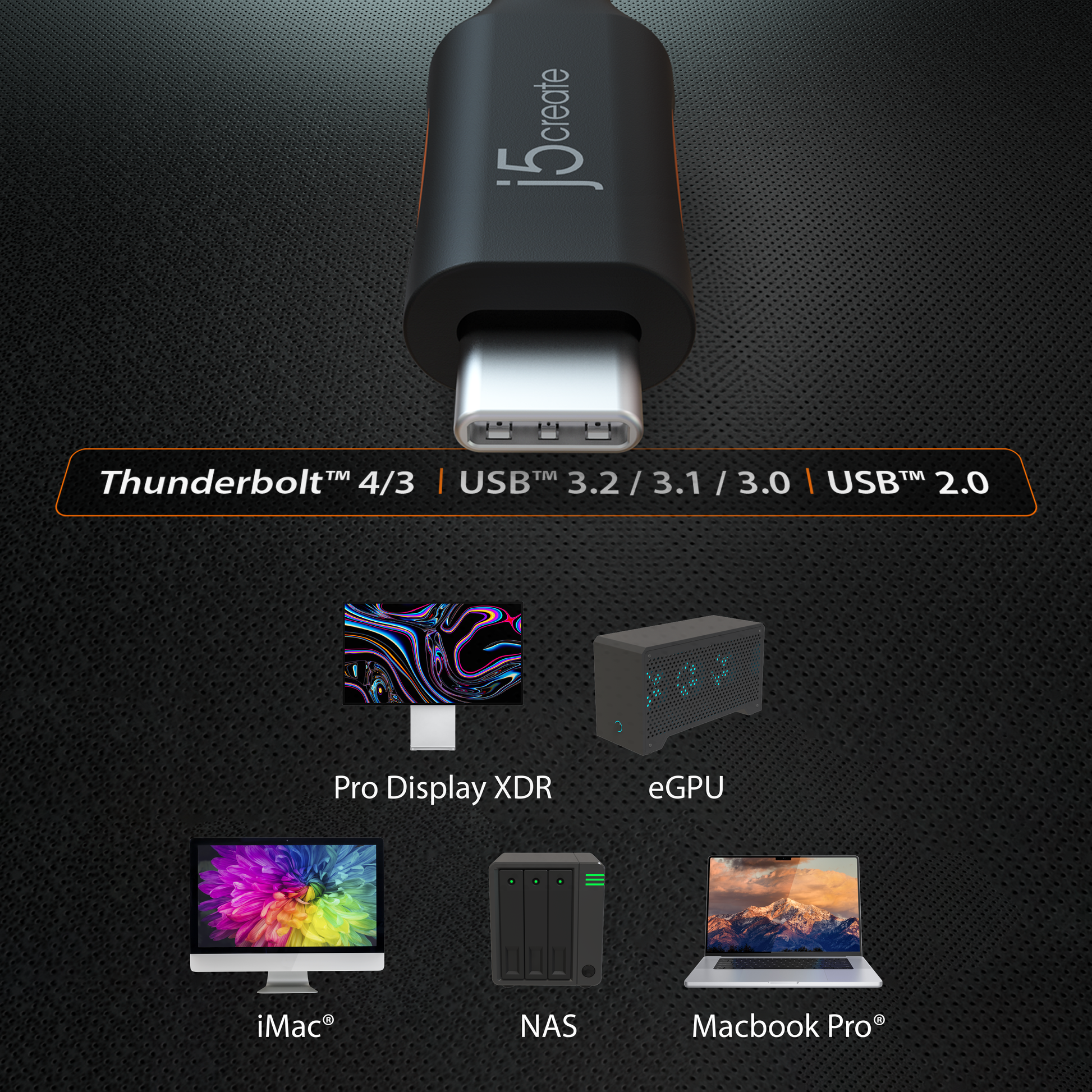 
j5create USB4® 40Gbps Full-Featured USB-C® Coaxial Cable (JUCX27L12)