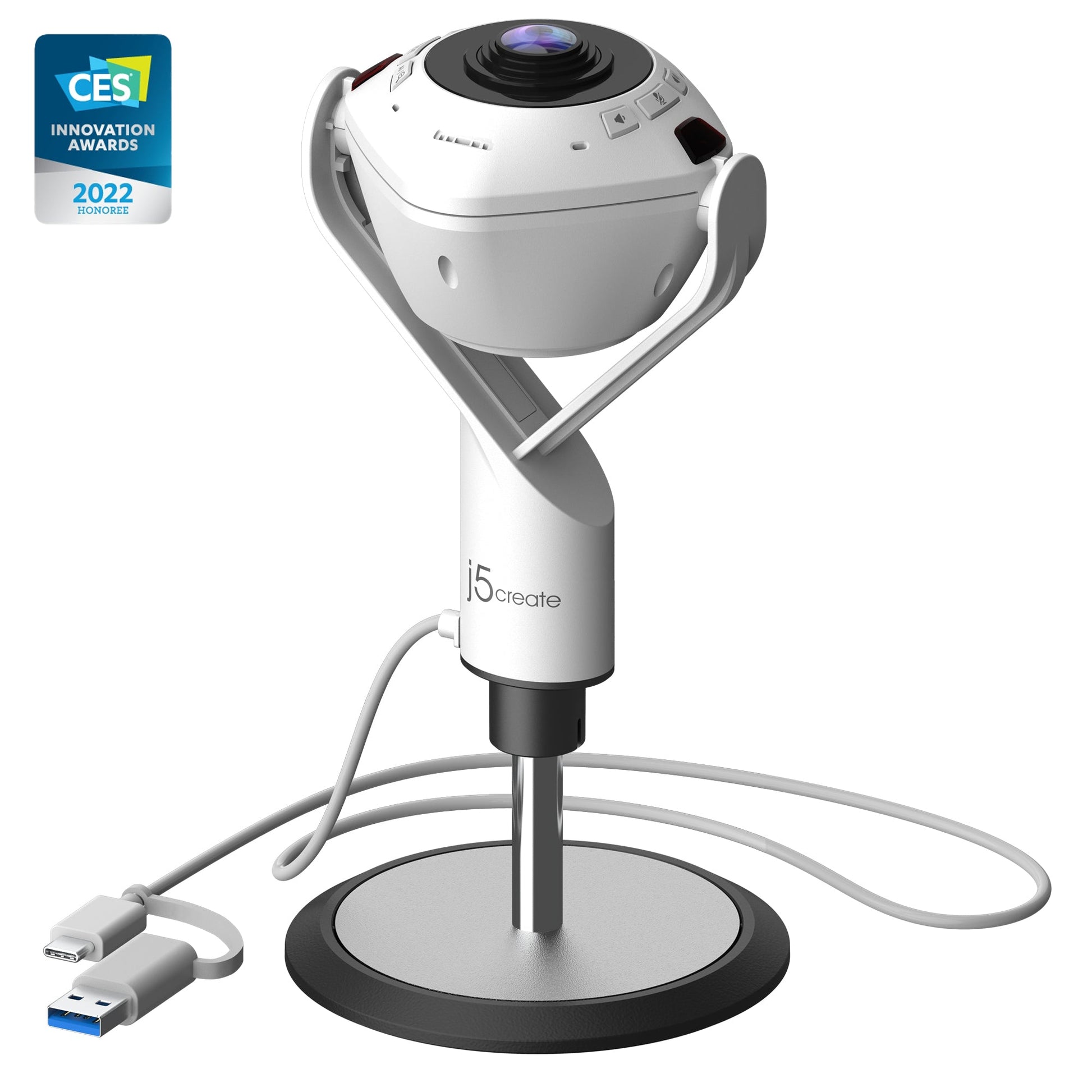 
j5create 360° AI-Powered Webcam with Speakerphone (JVU368)