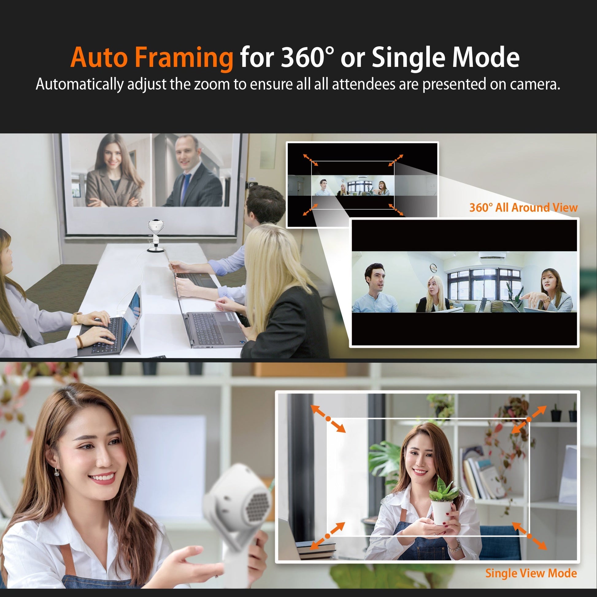 
j5create 360° AI-Powered Webcam with Speakerphone (JVU368)