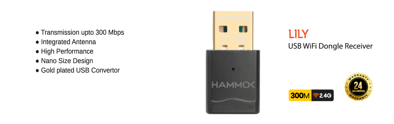 
Hammok Lily USB Wi-Fi Dongle 300mbps
