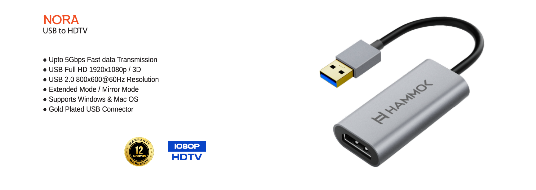
Hammok Nora Usb to Hdmi