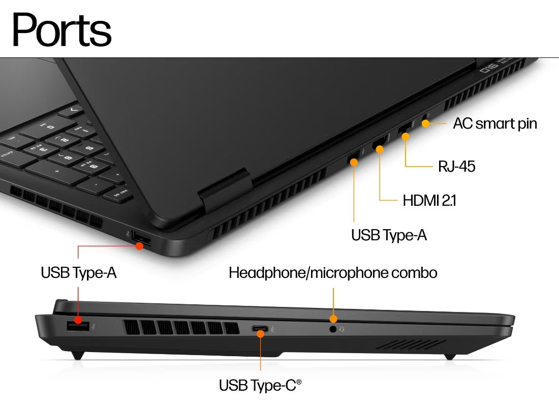 
HP OMEN Gaming Laptop 16-am0238TX - Ultra 7-255H, 24GB DDR5 , 1TB SSD, Shadow Black - 1080p IR TNR PVCY ST [A58DPAV]