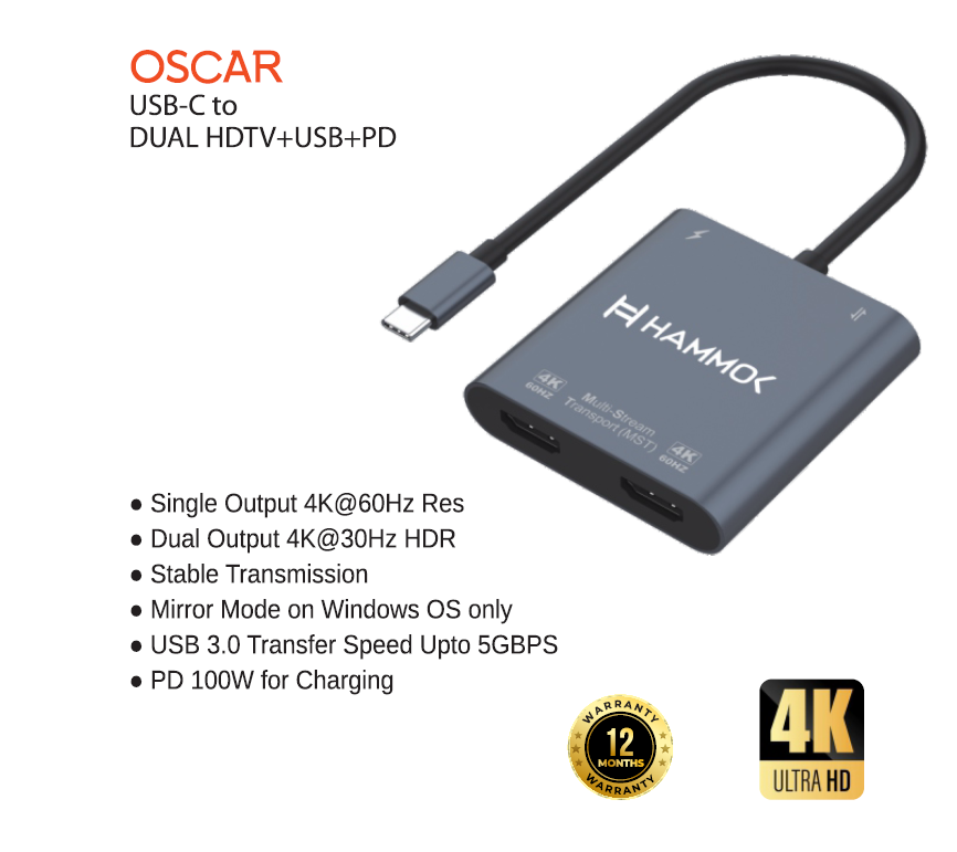 
Hammok Oscar Usb-C to Dual HDTV