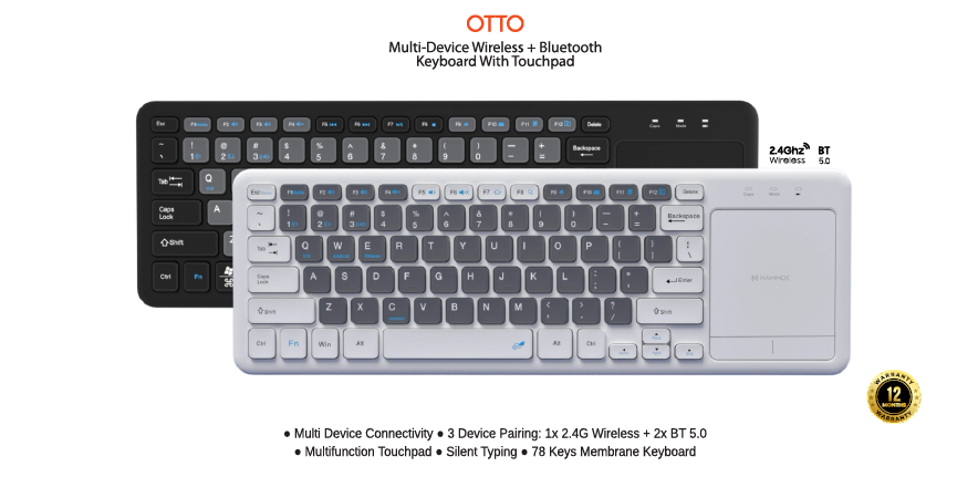 
Hammok Otto 2.4G+BT 5.0 Keyboard With Touch Pad