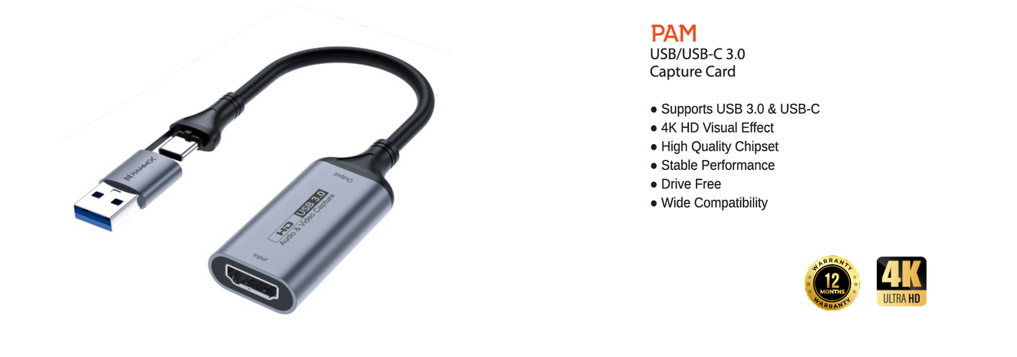 
Hammok Pam USB-A/C Hdmi CaptureCard-3.0