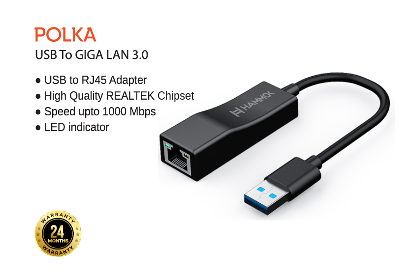
Hammok Polka USB Gigabit Lan 3.0 -10/100/1000-Mbps