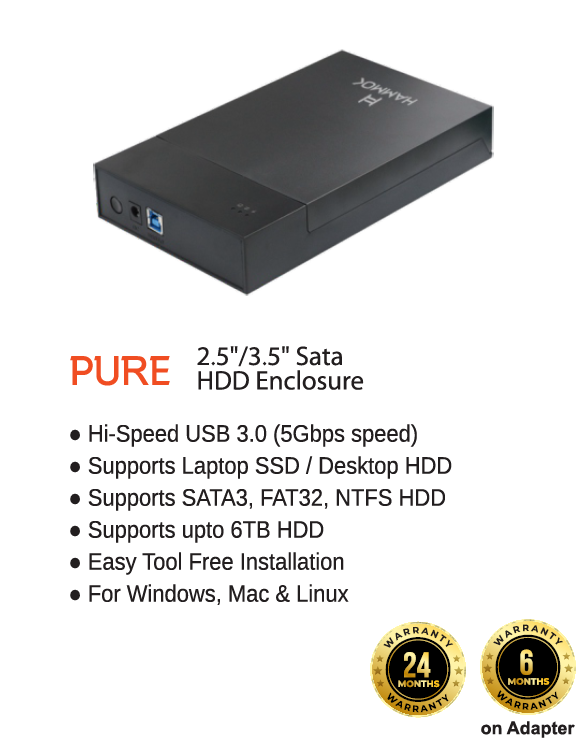 
Hammok Pure 3.5/2.5 Sata HDD Enclosure 3.0