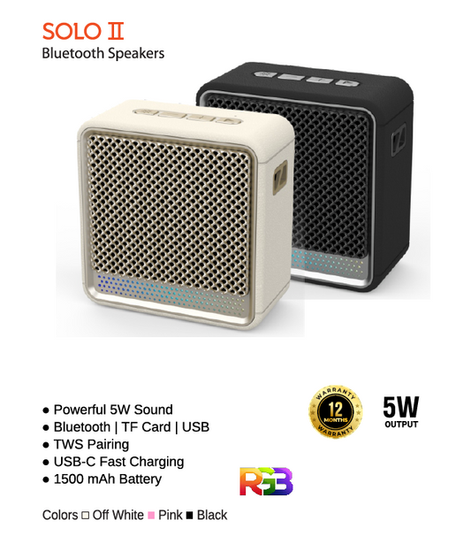 
Hammok Solo II Bluetooth Speaker -Black,Off White&Pink